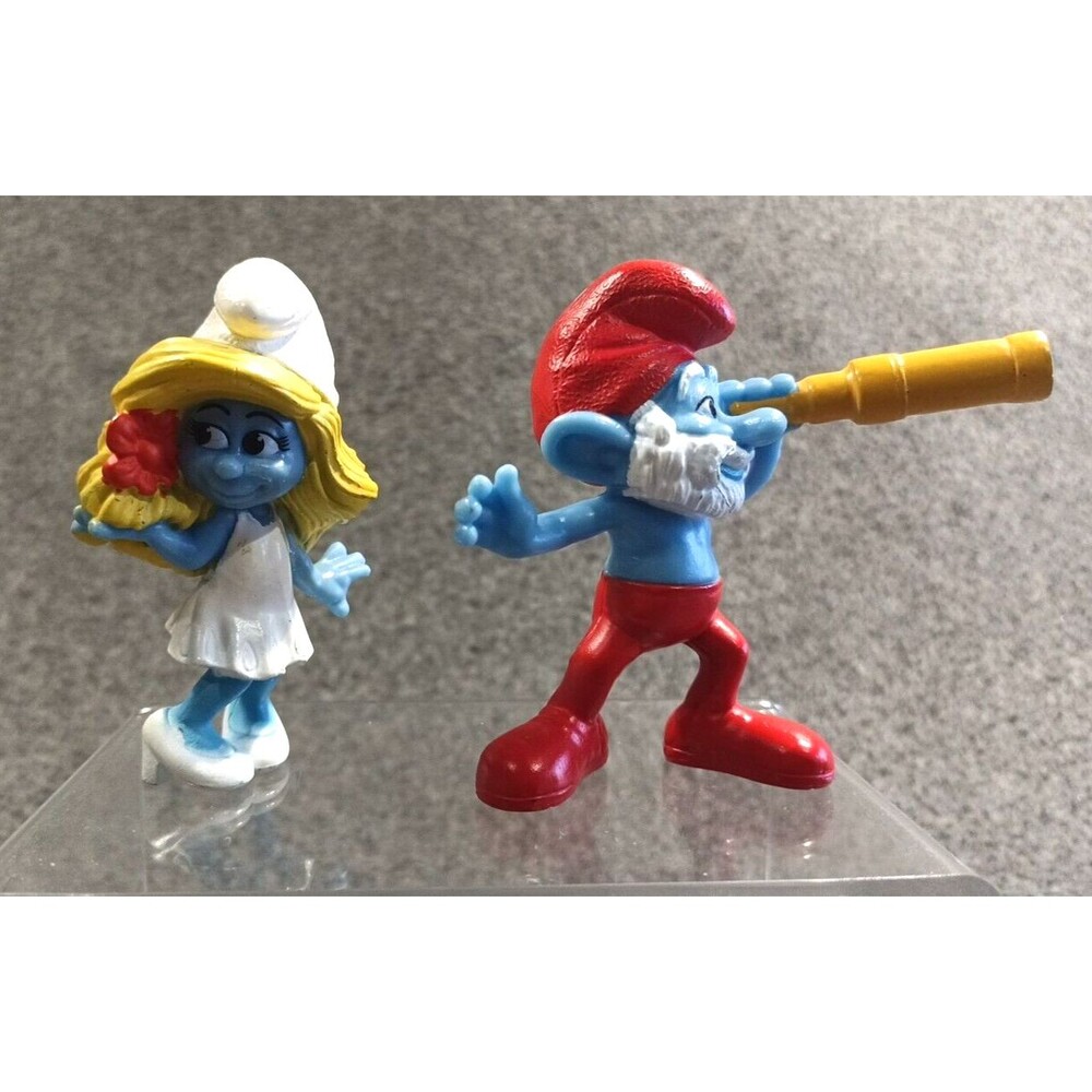 Smurfs Action Figurine Peyo Toys 2011 PAPA + Smurfette McDonalds Happy Meal 3"